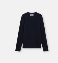 Load image into Gallery viewer, Navy Blue Crewneck Jumper With Ribbed Trims