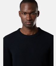 Load image into Gallery viewer, Navy Blue Crewneck Jumper With Ribbed Trims