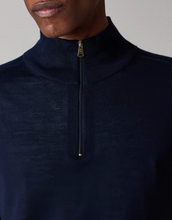 Load image into Gallery viewer, Merino Wool Half Zip Sweater Navy