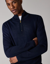 Load image into Gallery viewer, Merino Wool Half Zip Sweater Navy