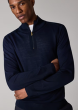Load image into Gallery viewer, Navy Merino Wool Quarter Zip Sweater