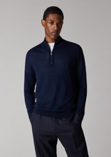 Load image into Gallery viewer, Navy Merino Wool Quarter Zip Sweater