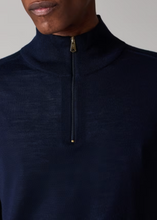 Load image into Gallery viewer, Navy Merino Wool Quarter Zip Sweater
