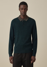 Load image into Gallery viewer, Dark Green Merino-Silk Knitted Polo Shirt