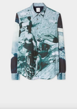 Load image into Gallery viewer, Men's Slim-Fit Blue 'Paul's Photo' Print Cotton Shirt