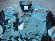 Load image into Gallery viewer, Men's Slim-Fit Blue 'Paul's Photo' Print Cotton Shirt
