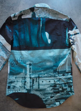 Load image into Gallery viewer, Men's Slim-Fit Blue 'Paul's Photo' Print Cotton Shirt