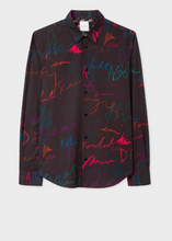 Load image into Gallery viewer, Men's Slim-Fit Black 'Ideas Script' Print Cotton Shirt