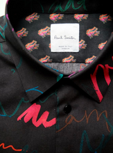 Load image into Gallery viewer, Men's Slim-Fit Black 'Ideas Script' Print Cotton Shirt