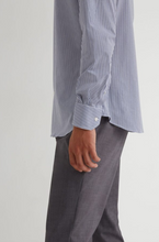 Load image into Gallery viewer, Blue Striped French Collar Shirt