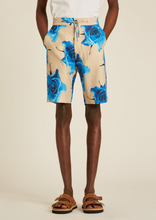 Load image into Gallery viewer, Beige Linen-Blend 'Monarch Rose' Print Shorts
