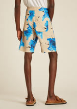 Load image into Gallery viewer, Beige Linen-Blend 'Monarch Rose' Print Shorts