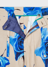 Load image into Gallery viewer, Beige Linen-Blend 'Monarch Rose' Print Shorts