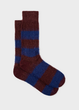 Load image into Gallery viewer, Navy And Burgundy Mohair-Blend Socks