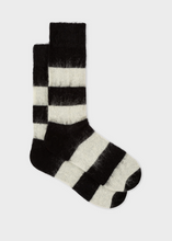 Load image into Gallery viewer, Black And White Mohair-Blend Socks