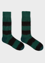 Load image into Gallery viewer, Green And Black Mohair-Blend Socks