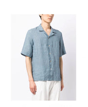 Load image into Gallery viewer, Short-Sleeve Linen Shirt Blue