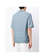 Load image into Gallery viewer, Short-Sleeve Linen Shirt Blue