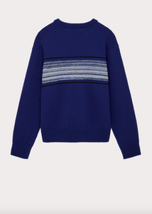 Blue Crew neck Knit Sweater