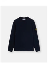 Load image into Gallery viewer, Crewneck Sweater Blue with Ribbed Details
