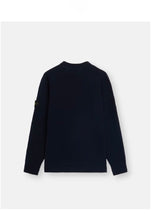 Load image into Gallery viewer, Crewneck Sweater Blue with Ribbed Details
