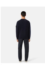 Load image into Gallery viewer, Crewneck Sweater Blue with Ribbed Details
