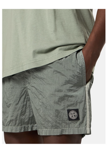 Sage Green Swim Trunks In Nylon Metal
