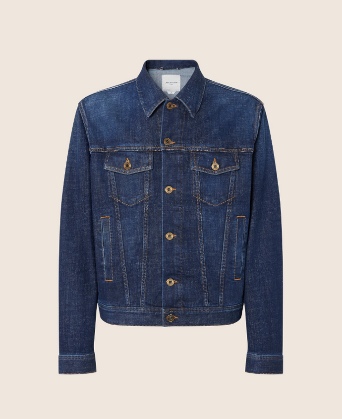 Trucker Jacket in Dark Blue Comfort Stretch Denim