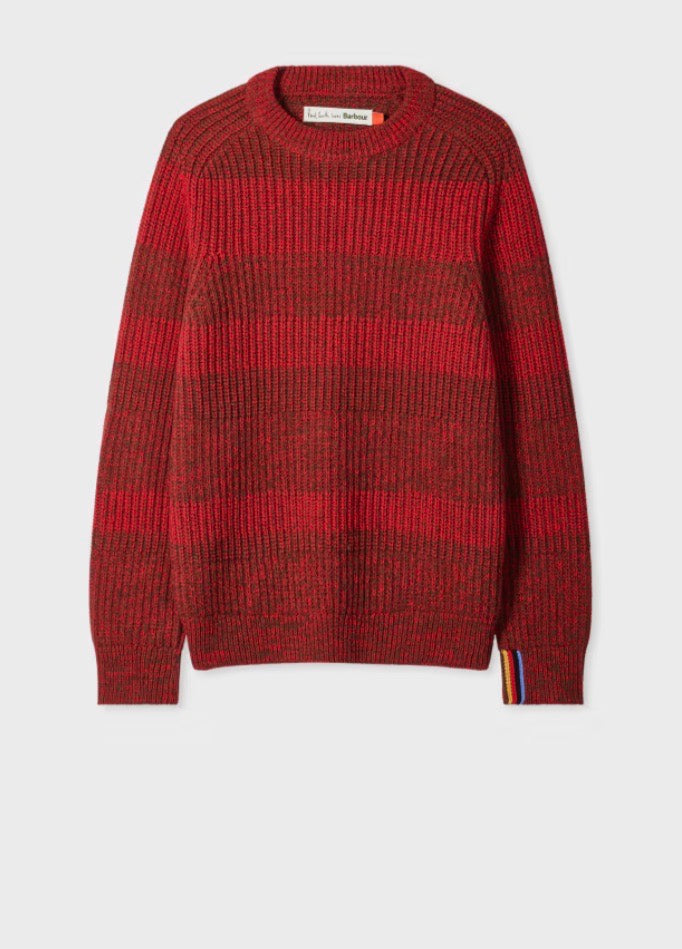 Paul Smith loves Barbour - Rosette Red Saddle Crew Neck Sweater
