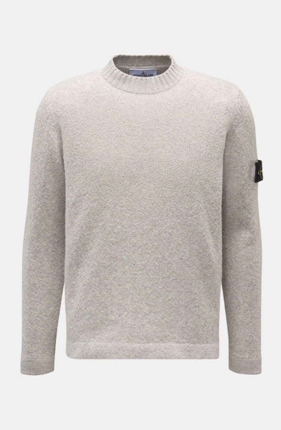 Crew Neck Jumper 'Fancy Yarn' Light Grey