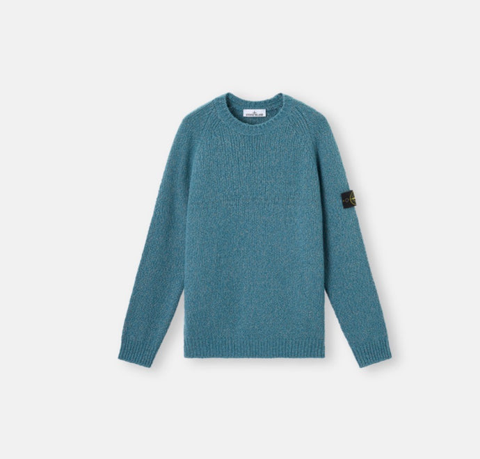 Crewneck Jumper 'Fancy Yarn' Petrol Blue