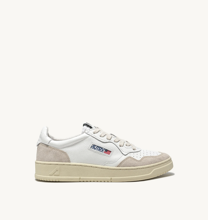Sneakers Medalist In White Leather And Beige Suede