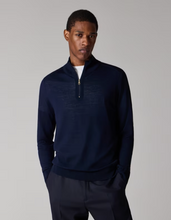 Load image into Gallery viewer, Merino Wool Half Zip Sweater Navy
