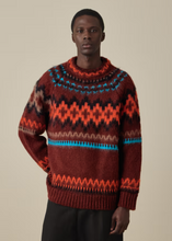 Load image into Gallery viewer, Dark Red Fair Isle Wool-Alpaca Sweater
