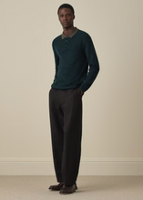 Load image into Gallery viewer, Dark Green Merino-Silk Knitted Polo Shirt

