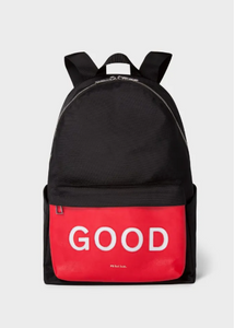 Men´s Black 'Good' Motif Canvas Backpack