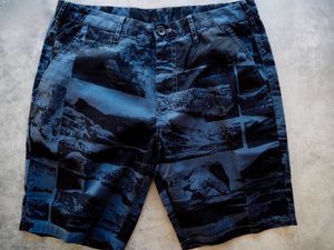 Men's Blue 'Harold's Collage' Print Cotton Shorts