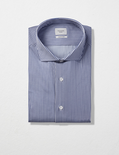 Blue Striped French Collar Shirt