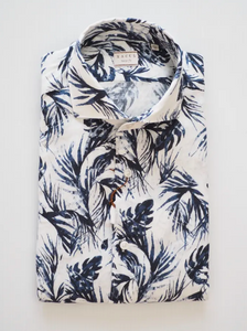 Shirt Collar Cuteaway Blue Canvas In Linen