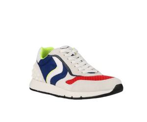White-Blue-Red Sneakers In Leather and Nylon