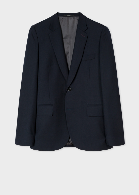 Tailored-Fit Navy Wool Blazer