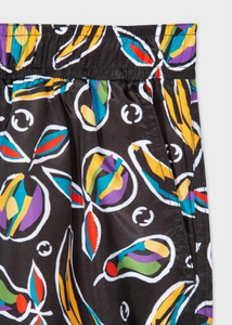 Black 'Fruit' Print Swim Shorts