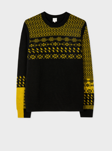 Black And Yellow Placement Fairisle Sweater