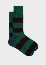 Load image into Gallery viewer, Green And Black Mohair-Blend Socks
