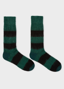 Green And Black Mohair-Blend Socks