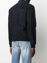 Load image into Gallery viewer, Navy Suede Bomber Jacket
