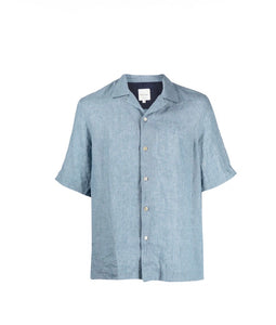 Short-Sleeve Linen Shirt Blue