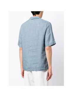Short-Sleeve Linen Shirt Blue